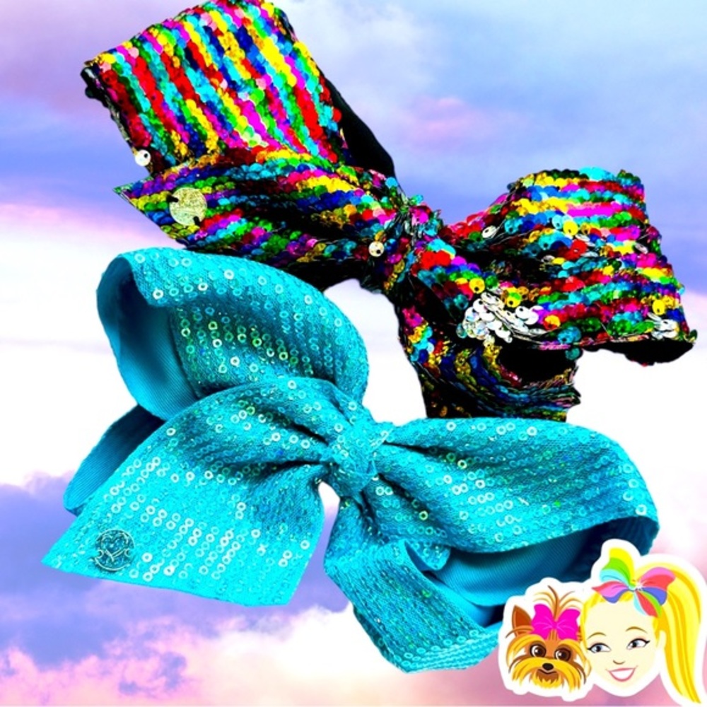 JoJo Siwa Hair Bows Set of 2 Flippy Sequin Rainbow